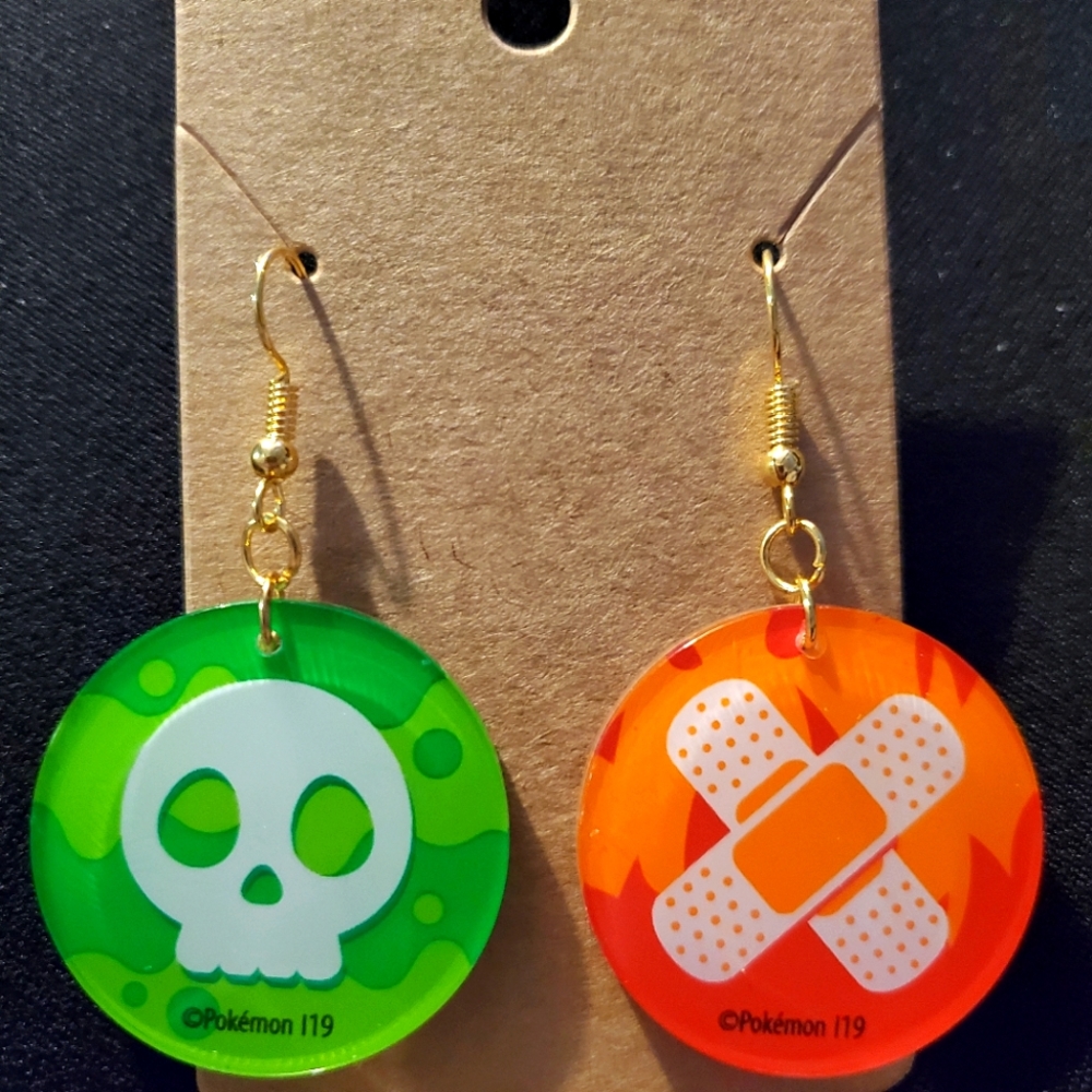 Custom Pokémon booster chip earrings